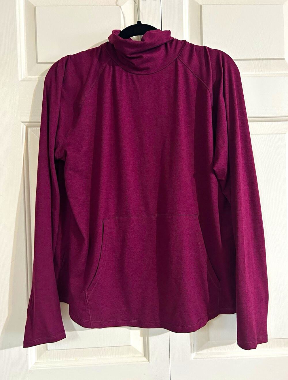 Eddie Bauer Active Womens Funnel Neck Sweatshirt Purple XL Raglan Pockets